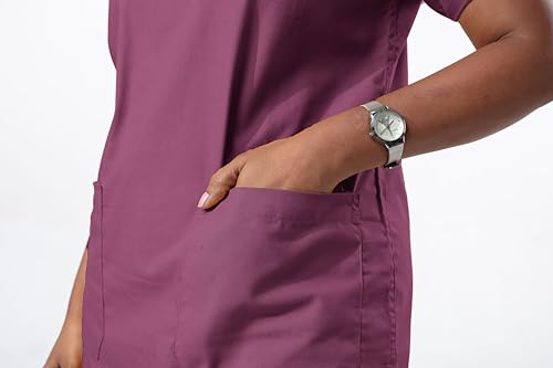 Image of Uniform Craft Women's 4 Pocket Scrub Suit Set | Medical Uniform | Cross V-Neck Poly Cotton | Short Sleeve Hospital Wear | Ideal for Doctors & Nurses (Plum, M)