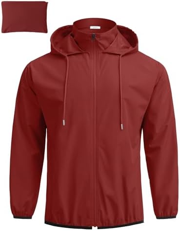 COOFANDY Men's Packable Rain Jacket Lightweight Waterproof Raincoat with Hood Outdoor Running Hiking Cycling