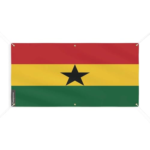 Drapeau du Ghana de haute qualité 190x380cm aux finitions soignées
