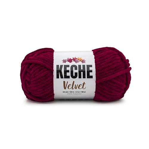 Keche Velvet Yarn for Crocheting, Soft Chenille Bulky Baby Blanket