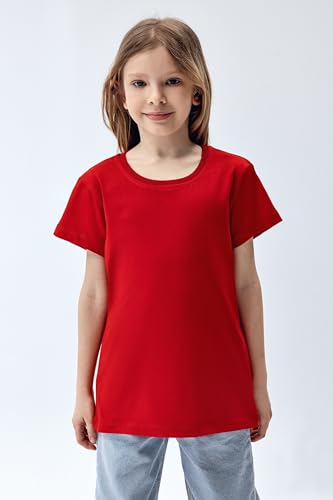 Image of Brix Girls Short Sleeve T-Shirts 5 Pack - Soft Cotton Tees, Breathable Everyday Tops, Tagless Comfort.