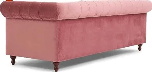Image of Classic Hand Tufted 3 Seater Chesterfield Sofa in Wide Velvet for Home & Living Room & Office & Guest Room (Rosewood Pink)
