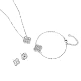 🍀MÚLTIPLES COMBINACIONES🍀El juego de joyería incluye un collar de trébol de cuatro hojas, un par de aretes de trébol de cuatro hojas y un collar de trébol de cuatro hojas. Las joyas se pueden combinar o usar por separado para combinarlas gratis.