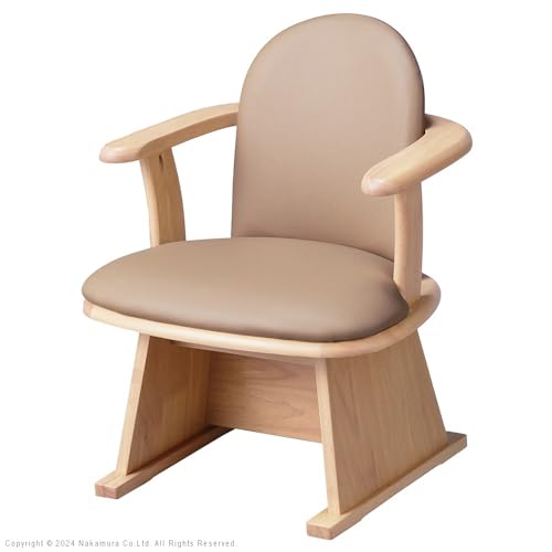 肘付きハイバック回転椅子 椅子 回転 高さ調節機能付き 肘付きハイバック回転椅子 いす イス 肘掛け 高さ調整 ダイニングチェア こたつ用 コタツチェア 風よけ 背もたれ 一人用 レザー 天然木 木製 ブラウン ナチュラル ベージュ 在宅ワーク