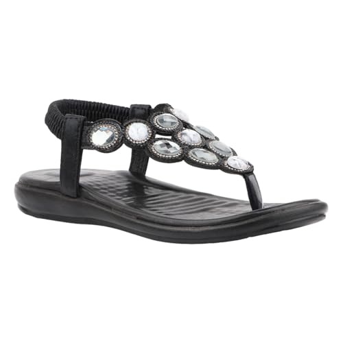 Image of Medifeet Women's Sparkling Stone-Studded Comfort Sandals | Soft Cushioned Midsole & Elastic Back Strap Fit