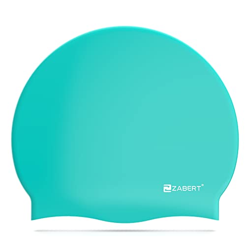 Zabert Kids Swim Cap Hat,Swimming Caps Hats For Kids Toddler Baby Girls Boys Long Hair Braids & Dreadlocks - Silicone Waterproof Teal #TOP1