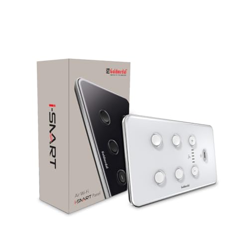 Image of Goldmedal Air 4M i-Smart Wi-Fi Panel with 4 Switches + 1 Fan Regulator + 1 USB Port with Fast Charging | Used by i-World, RF Remote, Voice, IOT, Tap Button | For smart Home & office - Absolute White