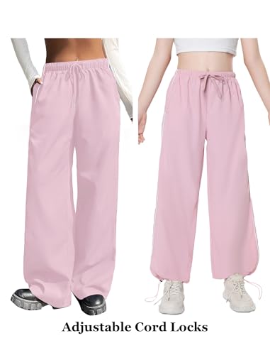 Image of EXARUS Girls Parachute Pants Cargo Hip Hop Wide Leg Baggy Y2K Teen
