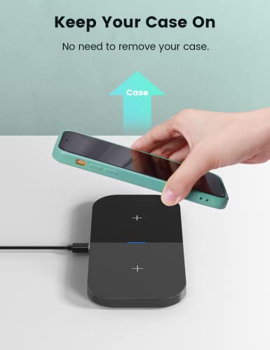 Image of Wireless Charging Pad, Qi-Certified Dual Wireless Charger for iPhones, Samsung Galaxy Phone, Airpods and Other Qi Enabled Devices