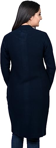 Image of TWENTY ME Winter Wear Casual Acrylic Wool Full Sleeve with Pockets Women's Extra Long Cardigans (4328)