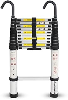 NORTHERN STONE Telescopic Ladder 2.9M / 9.5FT Multi-Purpose Aluminium Loft Ladder Extendable, Collapsible and Portable, Max Load 150kg/330lb, Adjustable Step, EN131 (2.9m)
