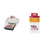 Canon SELPHY CP1300 mobiler Fotodrucker (Druck bis Postkartengröße 10x15cm, WLAN, kabellos, Thermosublimation, Canon SELPHY App, farbstabil 100 Jahre) weiß [plus RP-108 Farbband/Papier, ohne Akku]