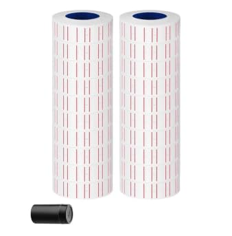 20 rollos con 10000 etiquetas de precio blancas para etiquetadora MX 5500, etiquetas adhesivas para pistola de precios con 1 recambios de tinta para tienda, supermercado y almacén