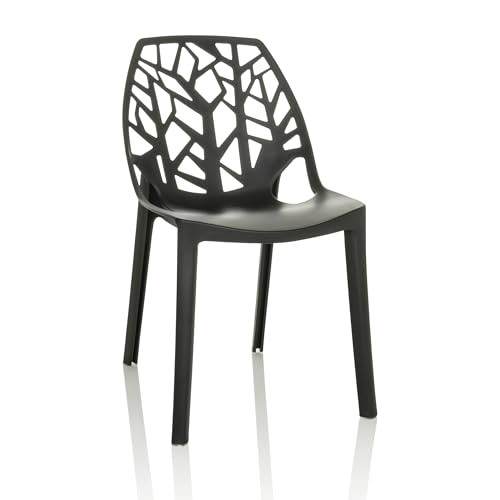 hjh OFFICE Schalenstuhl Gartenstuhl ARTIFO TRI Kunststoff Esszimmerstuhl Indoor und Outdoor, stapelbar, 729447 Schwarz