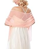 Kate Kasin Soft Chiffon Bridal Evening Long Scarves in Solid for Women Light Pink