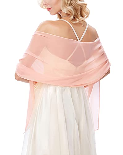 Kate Kasin Soft Chiffon Bridal Evening Long Scarves in Solid for Women Light Pink
