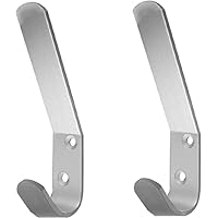 Dzina Aluminium Double Hat and Coat Hooks - 10 Pack Dress Robe Garment Hangers Hook 125mm x 4mm - Screws Included