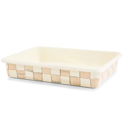MACKENZIE-CHILDS Enamel Baking Pan, 9" x 13", Brown-and-White Mocha Check