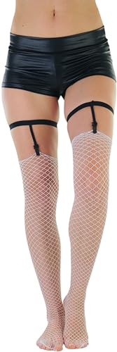 Image of ToBeInStyle Women's Opaque Closed Toe Thigh Highs With Attached Garters
