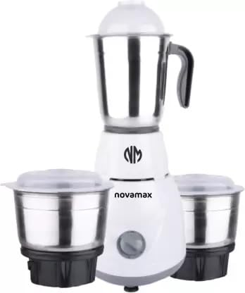 Novamax Maestro-Dlx 500 Watts Mixer Grinder For Kitchen with 3 Stainless Steel Jars (Liquidizing, Wet Grinding & Chutney Jar) White