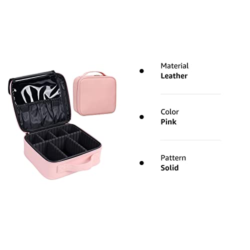 Bvser Travel Makeup Case, Pu Leather Portable Organizer Makeup Train Case Makeup Bag Cosmetic Case With Adjustable Dividers For Cosmetics Makeup Brushes Women (Pink) #TOP7