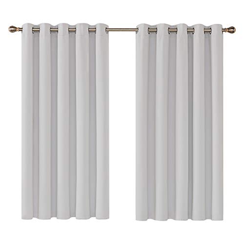 Deconovo Cortinas Salon Dormitorio Moderno Opacas Térmicas Aislantes Ruido Suaves con Ollados 2 Piezas 168 x 138 cm Blanco Grisáceo