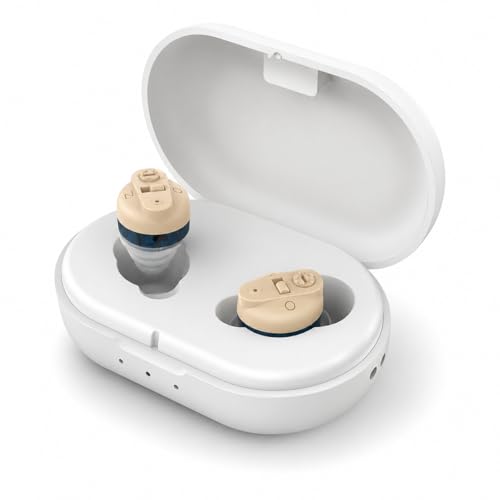 Image of Aika Rechargeable Invisible Hearing Aids for Seniors & Adults | Noise Reduction Sound Amplifier with Type-C Charging Case | One-Touch Volume Control | 1 Year Warranty