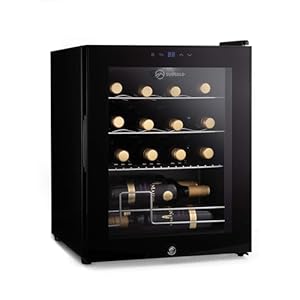 Subcold Viva16 LED – Table-Top Wine Fridge Black | 3-18°C | Wine Cooler | LED + Lock & Key | Glass Door Drinks Cellar | Single-Zone (16 Bottle)