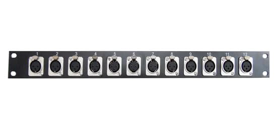 Pannello Rack 19" 1U Nero con 12 XLR Femmina (48x4.5x0.5cm) – Patch Panel Audio Professionale