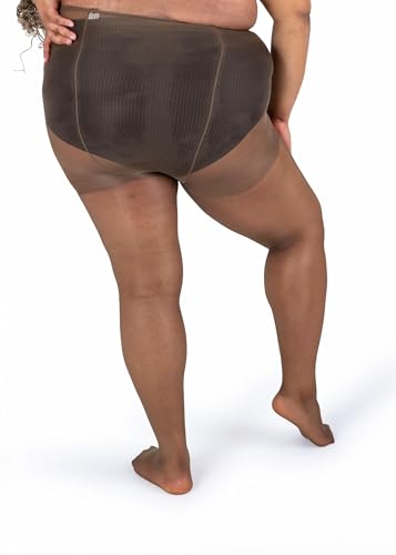 Image of Silky Toes Plus Size 20D Sheer Pantyhose for Women | 1-4 Pairs Durable Queen Tights with Reinforced Toe, High-Waist Stockings