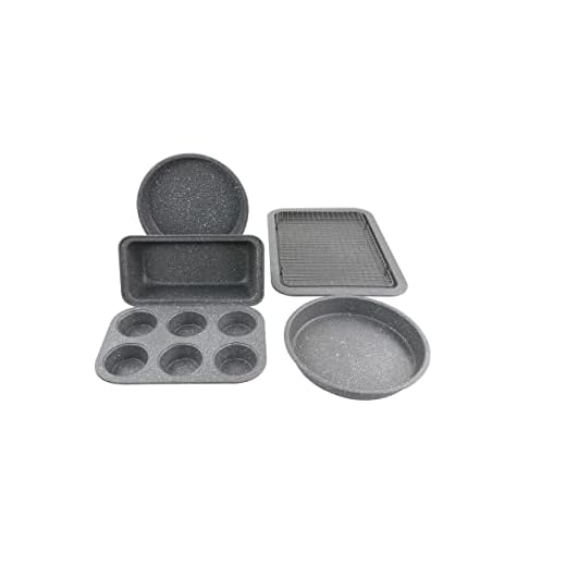 OSTER Conjunto de Assadeiras Antiaderentes 6 Peças com Grelha Greystone - Construção Resistente de Aço Carbono e Revestimento Antiaderente, Assadeira com Aba