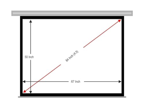 Image of Upgraded Vilro 84 inches Diagonal, Full HD UHD-3D-4K Ready Technology Motorized /Motorised Projector Screen 4:3 Picture Aspect Ratio, 6 Ft. x 4 Ft. and (67 inch W x 50 inch H) with Cordless Remote(White)#9