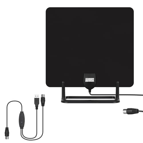 Antenne TV d'intérieur August DTA450 et amplificateur DTB115B pour regarder la TNT au salon