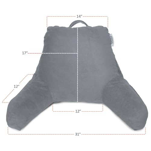 Image of Nestl Reading Pillow with Shredded Memory Foam, Designed for Sitting Up in Bed and Couch, Back and Arms Adjustable Support for Adult & Teens Backrest Pillows for Reading, with Washable Cover Grey