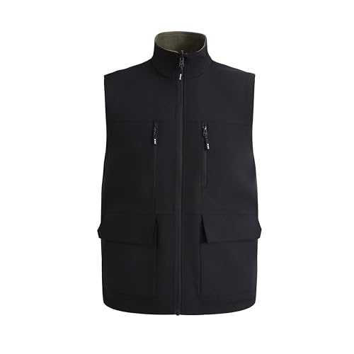 Men's Lightweight Fleece Vest Softshell Reversible Sleeveless Waterproof Jacket for Travel and Golf