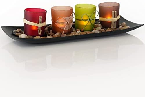 Homemory 24pcs White LED Tea Light & Natural Candlescape Set, Idea for Table Centerpiece, Wedding, Holiday, Home Decor
