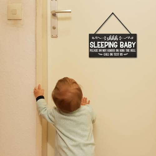 Image of Putuo Decor Sleeping Door Sign for Front Door PVC Shhh is Sleeping Do Not Knock or Ring Doorbell Door Hanger Sign No Soliciting Sign for Home Room Nursery Kindergarten Decor