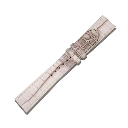 Quick Release Genuine Alligator Leather Watch Strap Band, Real Crocodile Skin Watch Band Business Casual Universal Genuine Leather Watch Strap Replacement Band Strap Men Women (White Himalayan Alligator Belly Leather, 20mm/20mm)