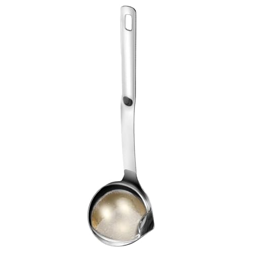 Cucharón separador de aceite – Cucharón de sopa | Cucharón de filtro de aceite | Cucharón separador de aceite de acero inoxidable | Skimmer para salsa | Cucharón para salsa de grado alimenticio