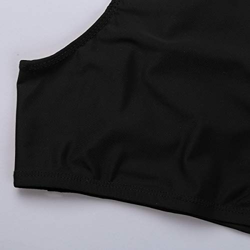 Image of Girls High Neck Athletic Sports Bra Crop Top Gymnastics Workout Gym Fitness Vest Tank Top T Shirt