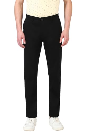 Image of Peter England Men's Straight Fit Mid Rise Chino Casual Trouser with Premium Dobby