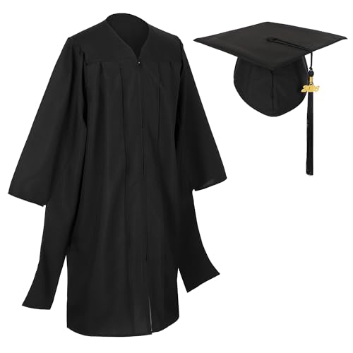 D DODOU Master Graduation Cap and Gown with Tassel Matte Master Regalia for Adult Unisex Black (51)