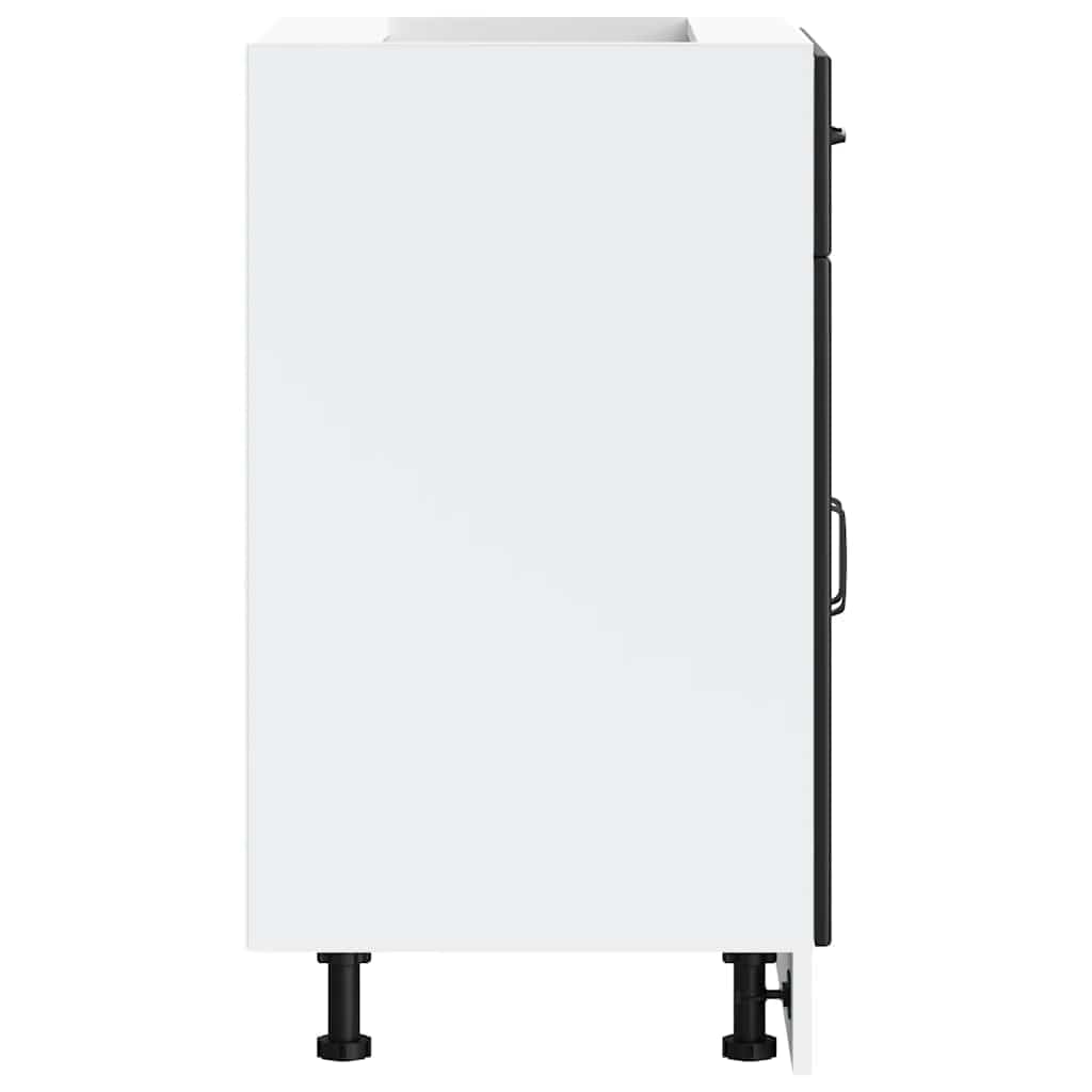 Kalmar Küchenunterschrank, Schwarz, Holzwerkstoff, 60x46x81,5 cm, Verstellbare Füße, Viel Stauraum für Küche, Feuchtigkeitsbeständig, Langlebiges Design für Geschirr und Kochutensilien