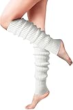 Clothirily Leg Warmers - Fashion Knit Neon Leg Warmers for Women 80s Sports Party Yoga Accessories, White