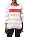 Produktbild BRAX Damen Style Colletta Cotton Rib Multistripes Sweatshirt, Summer RED, Small (Herstellergröße: 36)