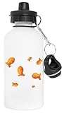 GUNMANTOR Peces dorados dispersos Botella de Agua Blanco Aluminio Reutilizable Water Bottle White Aluminium Reusable