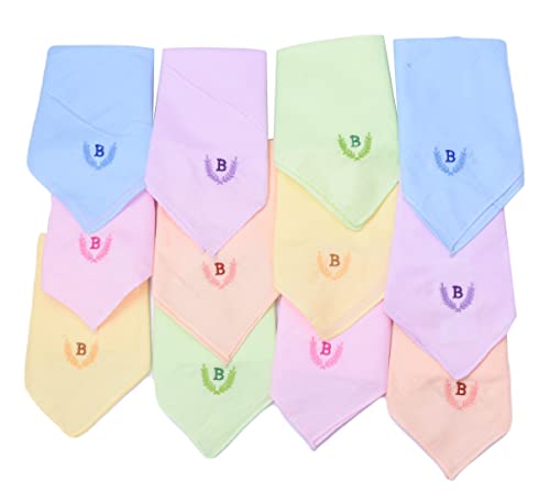 Image of ANTONIA Personalized Cotton Women's Handkerchiefs with Embroidered Initials, Assorted Colours (33 cm x 33 cm)