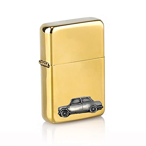 Briquet à essence Riley Elf MK3 avec motif effet étain élégant et clapet rechargeable doré