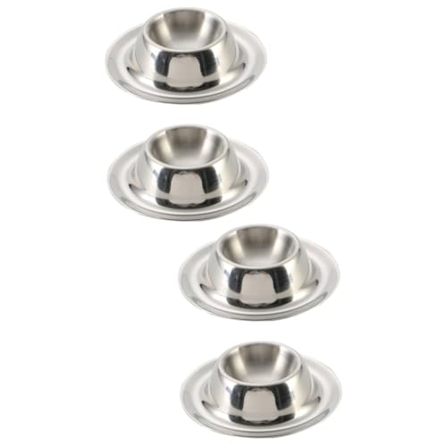 NAMOARLY 4 Pcs Stainless Steel Egg Holder Egg Display Cup Egg Display Stand Plate Stove Egg Holder for Fridge Egg Holder for Refrigerator Egg Cup Holder Tableware Pot Egg Storage Container