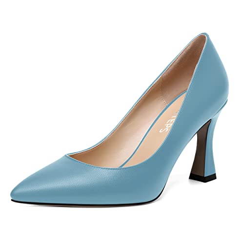 MOVINSTEPS Womens Slip On Pointed Toe Matte Sexy Wedding Spool High Heel Pumps Shoes 3.3 Inch